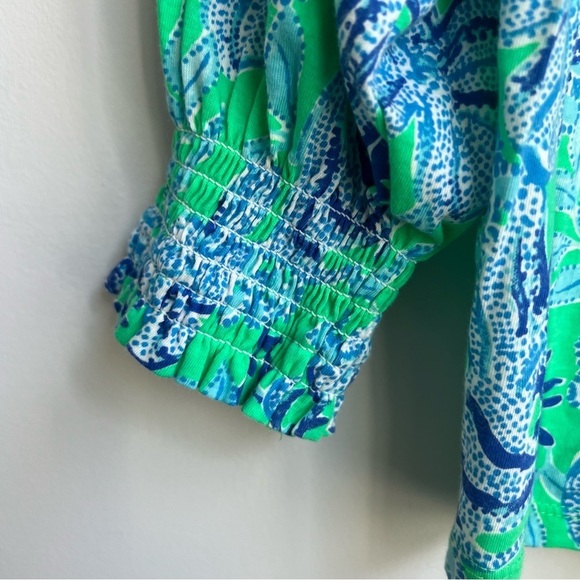 LILLY PULITZER LESSA OFF THE SHOULDER TOP, CABANA GREEN, KEEPIN IT REEL Small - Picture 7 of 13